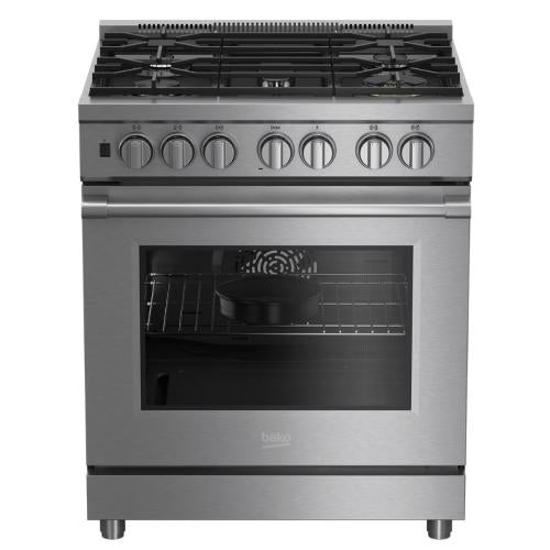 Beko 7732187919 30" Stainless Steel Pro-Style Dual Fuel Range - PRDF34550SS