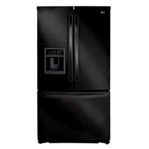 LG LFX25961SB 24.7 cu. ft. French Door Refrigerator with 4 Split Slide-Out Glass Shelves, Clear Gallon Door Storage, External Ice/Water Dispenser, SpacePlus Ice System, Compartment Crisper System and Finger Print Resistant Finish: Smooth Black