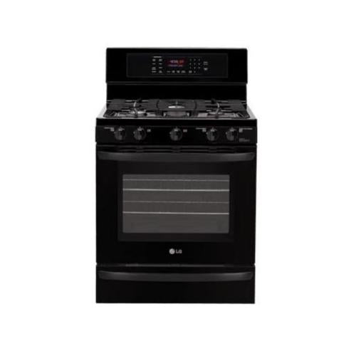 LG LRG3095SB 30 Inch Freestanding Gas Range with 5 Sealed Burners, 17,000 BTU SuperBoil Burner, Continuous Grates, 5.4 cu. ft. EvenJet Convection Oven, Self-Clean, Heavy Duty Racks and Storage Drawer: Black