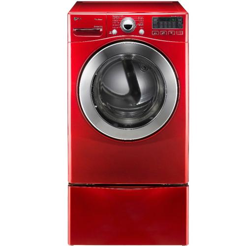 LG DLEX3070R 27 Inch Electric Dryer with 7.3 cu. ft. Capacity, 12 Dry Cycles, 10 Options, Steam Functions, Sensor Dry, Drying Rack and Dual LED Display: Wild Cherry Red