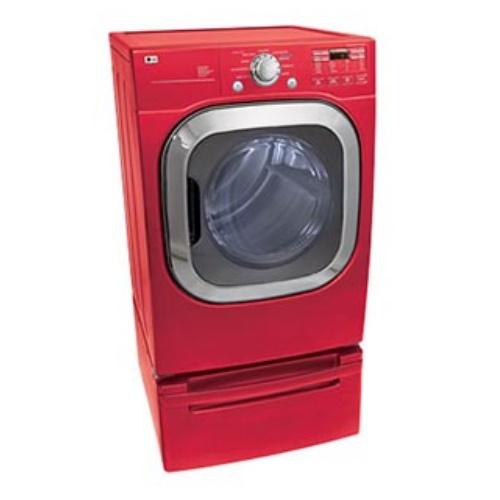 LG DLE2601R 27 Inch Electric Dryer with 7.4 cu. ft Capacity, 9 Drying Programs, FlowSense Duct Clogging Indicator, Drying Rack, LED Display and Electronic Controls: Wild Cherry Red