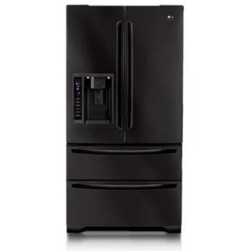 LG LMX25985SB 24.7 cu. ft. French Door Refrigerator with 3 Tempered Glass Shelves, 4 Adjustable Gallon Door Bins, Interior Light and CustomCube Ice Maker: Black