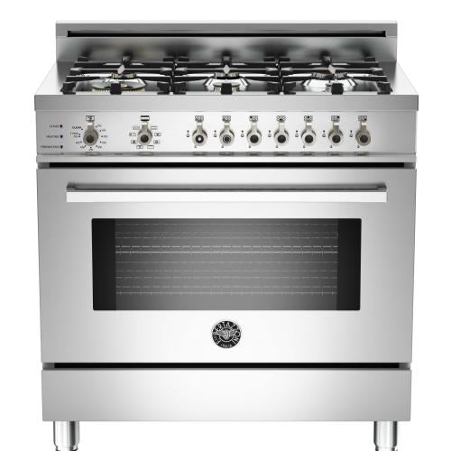 Bertazzoni PRO366DFSX Professional Series 36 Inch Freestanding Dual Fuel Range with Natural Gas