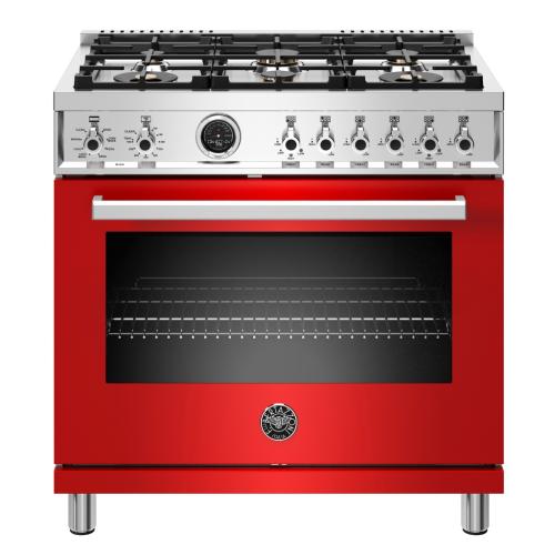 Bertazzoni PROF366DFSROT Professional Series 36 Inch Freestanding Dual Fuel Range with 6 Sealed Burners