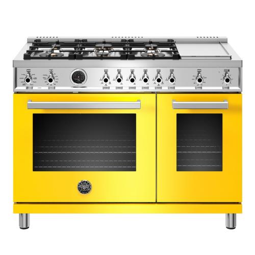 Bertazzoni PROF486GDFSGIT Professional Series 48 Inch Dual Fuel Range with 6 Brass Burners
