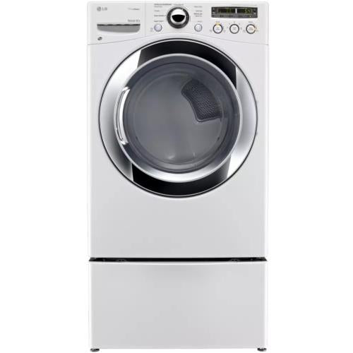 LG DLGX3251W 27 Inch Front-Load Gas Dryer with 7.3 cu. ft. Capacity, 9 Dry Cycles, 10 Options, Wrinkle Care Option, TrueSteam Technology, Sensor Dry and Drying Rack: White