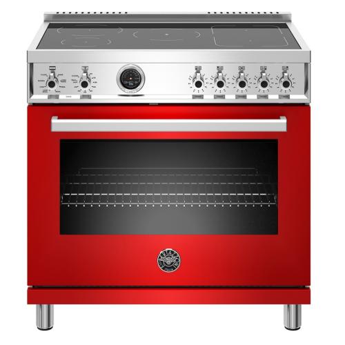 Bertazzoni PROF365INSROT Professional Series 36 Inch Freestanding Induction Range with 5 Element Burners
