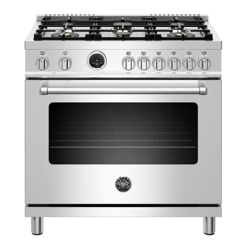 Bertazzoni MAST366DFSXT Master Series 36 Inch Freestanding Dual Fuel Range with 6 Sealed Burners