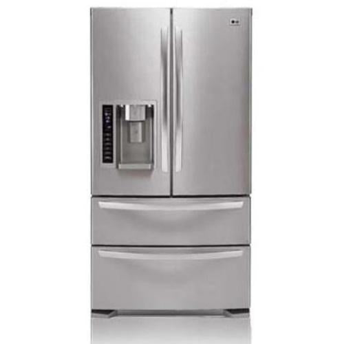 LG LMX21981ST 20.5 cu. ft. Counter-Depth French Door Refrigerator with 4 Split Spill-Proof Glass Shelves, Slide-Out/Cantilevered Shelves, External Ice/Water Dispenser, 4 Compartment Crisper System and Double Freezer Drawers