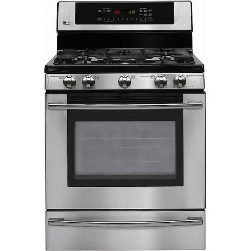 LG LRG30357ST 30 Inch Freestanding Gas Range with 5 Sealed Burners, Simmer Burner, 5.0 cu. ft. Oven Capacity, WideView Window, SmoothTouch Oven Controls and 1.2 cu. ft. Warming Drawer: Stainless Steel