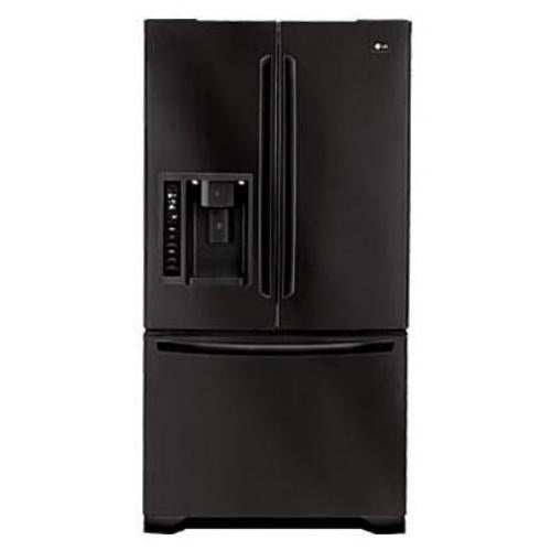 LG LFX25975SB 24.7 cu. ft. French Door Refrigerator with 3 Spill-Protector Tempered Glass Shelves, Temperature-Controlled Glide 'N Serve Drawer and Self-Contained Ice System: Smooth Black