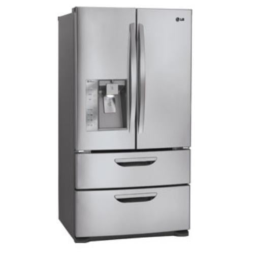 LG LMX31985ST 31 cu. ft. French Door Refrigerator with Double Freezer Drawers, 4-Compartment Crisper System, Spill Protector Glass Shelves, Glide N' Serve Drawer, and External Tall Ice/Water Dispenser