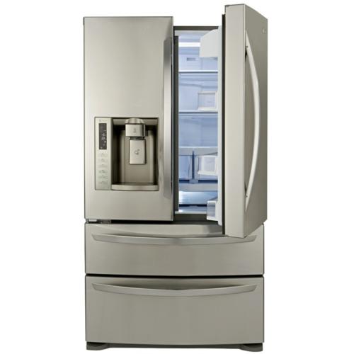 LG LMX28988ST 27.5 cu. ft. French Door Refrigerator with Slide-Out Spill Protector Glass Shelves, Glide N' Serve Drawer, Double Freezer Drawers and External Tall Ice/Water Dispenser: Stainless Steel