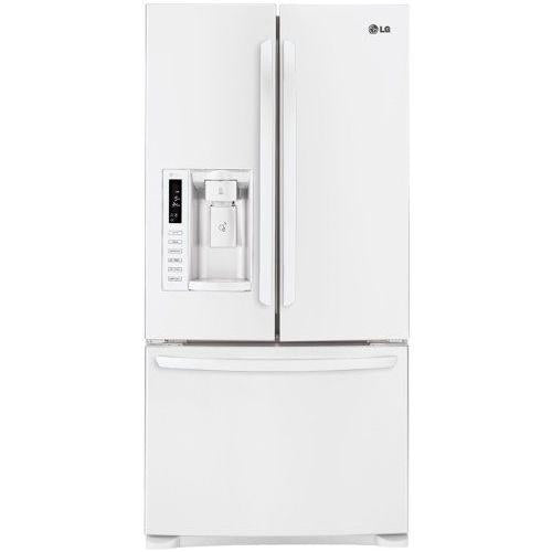 LG LFX25978SW 24.9 cu. ft. French Door Refrigerator with 4 Tempered Glass Shelves, 2 Humidity Crispers, Slim SpacePlus Ice System, Tall Ice/Water Dispensing System and Premium LED Interior Light: Smooth White