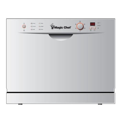 Magic Chef MCSCD6W3 Countertop Portable Dishwasher- White