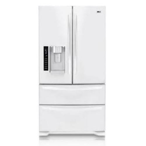 LG LMX25985SW 24.7 cu. ft. French Door Refrigerator with 3 Tempered Glass Shelves, 4 Adjustable Gallon Door Bins, Interior Light and CustomCube Ice Maker: White