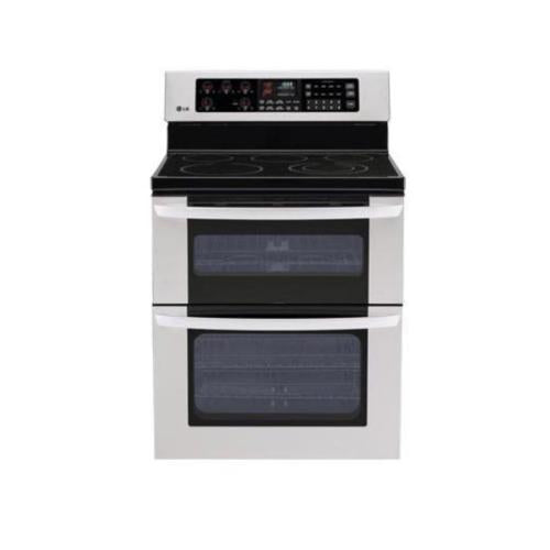 LG LDE3015ST 30 Inch Freestanding Electric Double-Oven Range with 5 Radiant Elements, 4.4 cu. ft. Lower Oven, 2.3 cu. ft. Upper Oven, IntuiTouch Controls and Self-Cleaning (Both Ovens): Stainless Steel