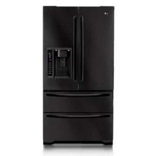 LG LMX25981SB 24.7 cu. ft. French Door Refrigerator with 4 Split Spill-Proof Glass Shelves, Slide-Out/Cantilevered Shelves, External Ice/Water Dispenser, 4 Compartment Crisper System and Double Freezer Drawers: Black
