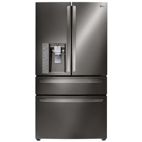 LG LMXC23746D 36 Inch Counter Depth 4-Door French Door Refrigerator with 22.7 Cu. Ft. Capacity, CustomChill® Drawer, Smart Cooling®, Slim SpacePlus® Ice System, Ice/Water Dispenser, Filtration System, and ENERGY STAR® Qualified: Black Stainless Steel