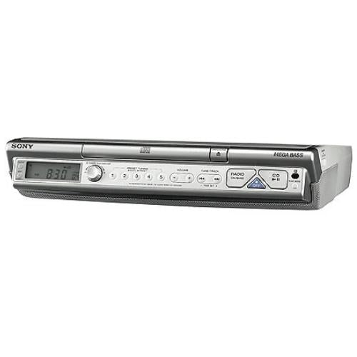 Sony ICFCD543RMSIL Under Cabinet Kitchen Cd Clock Radio.