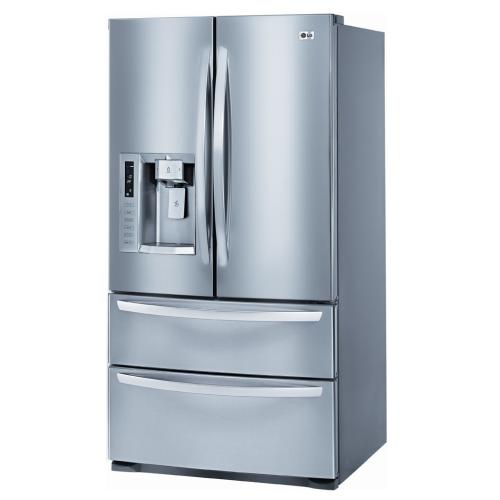 LG LMX28983ST 27.6 cu. ft. French Door Refrigerator with 4 Spill Protector Glass Shelves, Slide-Out/Cantilevered Shelves, 4 Compartment Crisper System, External Ice/Water Dispenser and Double Freezer Drawers