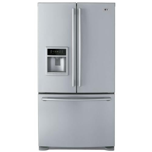 LG LFX25950TT 24.7 cu. ft. French Refrigerator with 4 Spill-Protector Glass Shelves, External Ice & Water Dispenser and Pull Drawer Bottom Freezer: Titanium