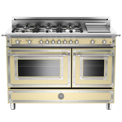 Bertazzoni HER486GGASCR01 Heritage Series 48 Inch Traditional-Style Gas Range with 6 Sealed Brass Burners