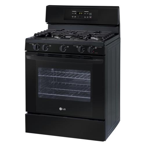 LG LRG3091SB 30 Inch Freestanding Gas Range with 5 Sealed Burners, 17,000 BTU SuperBoil Burner, Continuous Grates, 5.4 cu. ft. Self-Clean Oven, PreciseTemp Bake System and Storage Drawer: Smooth Black