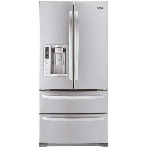 LG LMX25988ST 24.7 cu. ft. French Door Refrigerator with 4 Split Spill Protector Glass Shelves, Double Freezer Drawers, Glide N' Serve Drawer, Energy Star Qualified and External Water/Ice Dispenser: Stainless Steel