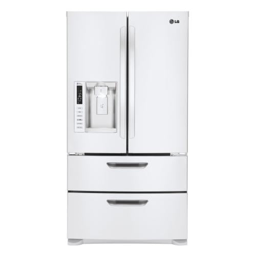 LG LMX25986SW 24.7 cu. ft. 4-Door French Door Refrigerator with Slide-Out Spill Protector Glass Shelves, Humidity Crispers, Water Filter and External Ice/Water Dispenser: Smooth White