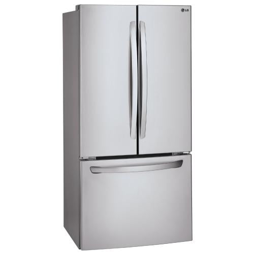 LG LFC25765ST 24.9 cu. ft. French Door Refrigerator with Spill Protector Glass Shelves, Humidity Crispers, Glide N' Serve Drawer and LED Interior Lights: Stainless Steel