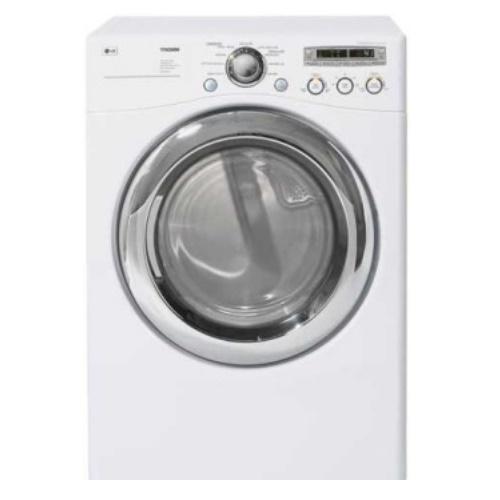 LG DLG5966W 27 Inch Gas Dryer with 7.3 cu. ft. Capacity, 9 Drying Programs, 5 Temperature Levels, 5 Drying Levels, Sensor Dry System and FlowSense Duct Clogging Indicator: White