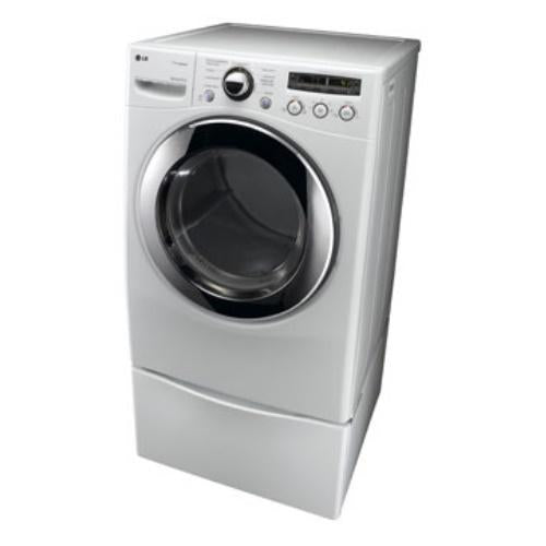LG DLGX2651W 27 Inch Gas Dryer with 7.3 cu. ft. Capacity, 9 Dry Cycles, 10 Options, Steam Functions, Sensor Dry, Alloy Steel Drum and Dual LED Display: White