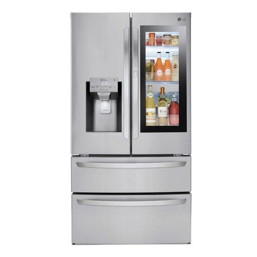LG LMXS28596S 36 Inch 4 Door Smart Refrigerator with 27.6 Cu. Ft. Capacity, InstaView Door-In-Door, Double Freezer Drawers, Wifi, SmartThinQ®, Integrated Ice & Water Dispenser, LoDecibel™ Quiet Operation, and Energy Star® Qualified