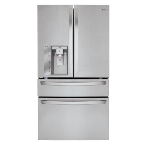 LG LMXC23746S 36 Inch Counter Depth 4-Door French Door Refrigerator with 22.7 cu. ft. Capacity, CustomChill® Drawer, Smart Cooling®, Slim SpacePlus® Ice System, Ice/Water Dispenser, Filtration System, and ENERGY STAR® Qualified: Stainless Steel